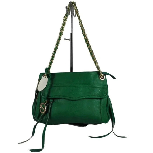 Sorrentino Concepts green faux‎ leather chain strap fringe shoulder bag NWT - Picture 1 of 14